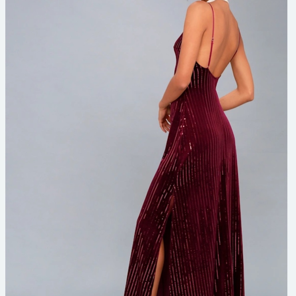 Lulu's Wine Backless Maxi Dress